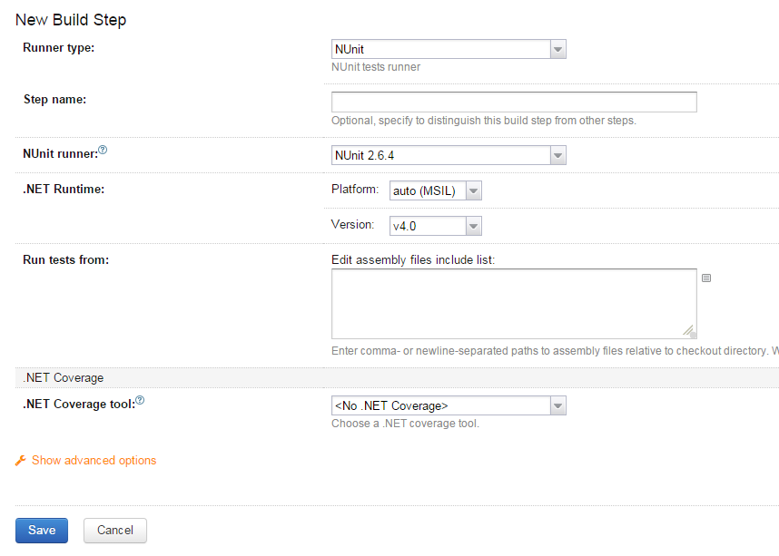 nunit build step